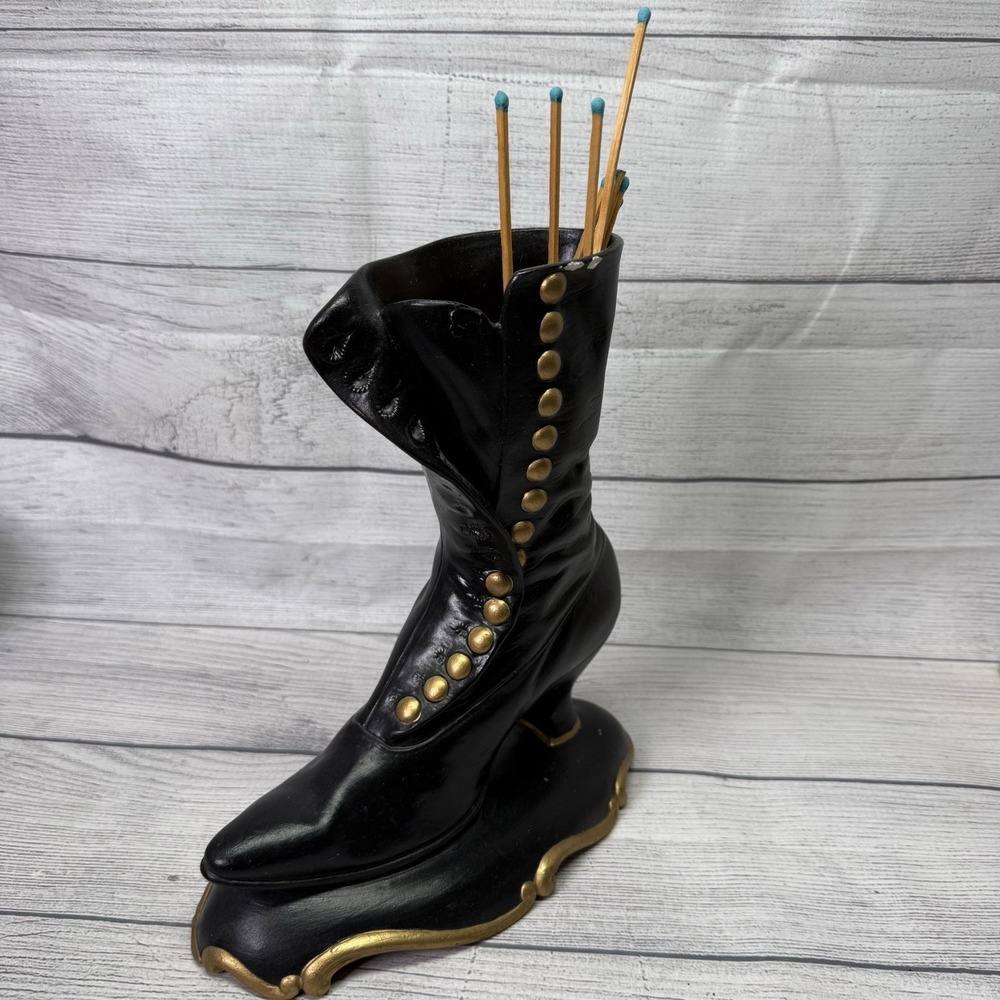Vintage Ceramic Ladies Victorian Boot - Planter Match Holder 11" Atlantic Mold